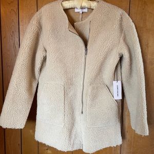 ELIZABETH & JAMES Faux Sherpa and Faux Suede Cream Jacket, XS, NWT